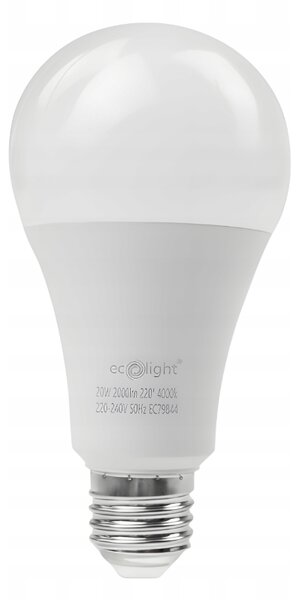 ECOLIGHT Žiarovka E27 A70 20W neutrálná biela