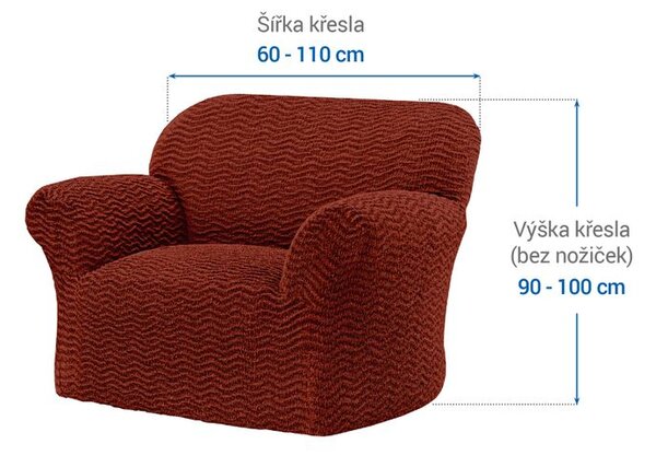 Bielastické poťahy CRISTINA medená kreslo (š. 60 - 110 cm)