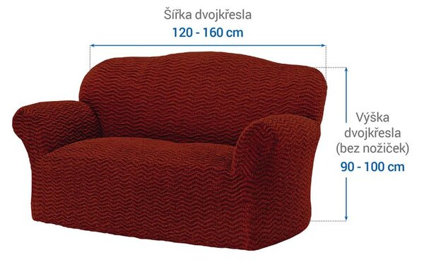 Bielastické poťahy CRISTINA medená dvojkreslo (š. 120 - 160 cm)