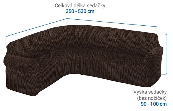 Bielastické poťahy CRISTINA tabaková rohová sedačka (š. 350 - 530 cm)