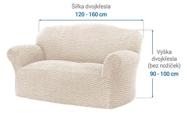 Bielastické poťahy CRISTINA smotanová dvojkreslo (š. 120 - 160 cm)