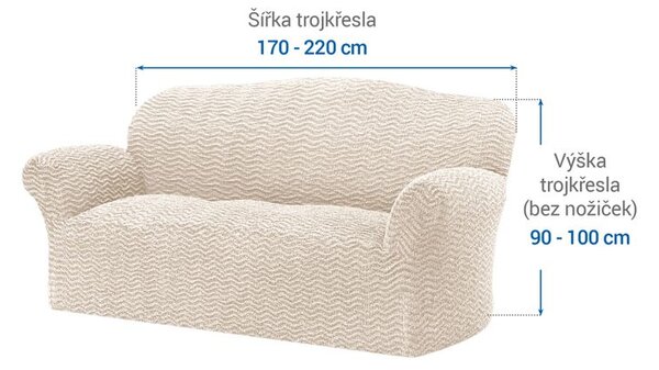 Bielastické poťahy CRISTINA smotanová trojkreslo (š. 170 - 220 cm)