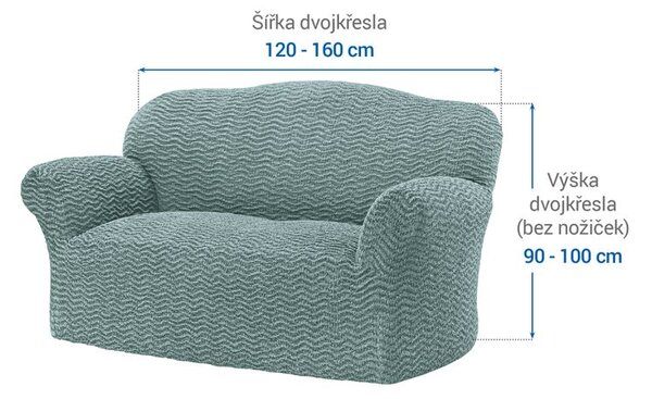 Bielastické poťahy CRISTINA mätová dvojkreslo (š. 120 - 160 cm)