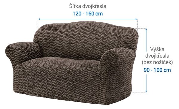 Bielastické poťahy CRISTINA oriešková dvojkreslo (š. 120 - 160 cm)