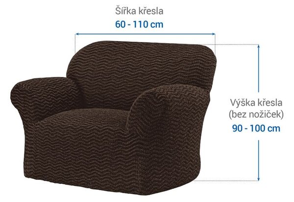 Bielastické poťahy CRISTINA tabaková kreslo (š. 60 - 110 cm)