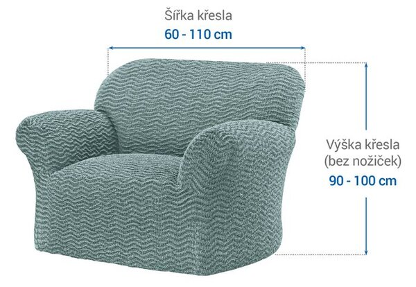 Bielastické poťahy CRISTINA mätová kreslo (š. 60 - 110 cm)