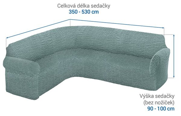 Bielastické poťahy CRISTINA mätová rohová sedačka (š. 350 - 530 cm)