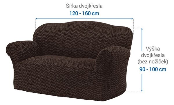 Bielastické poťahy CRISTINA tabaková dvojkreslo (š. 120 - 160 cm)