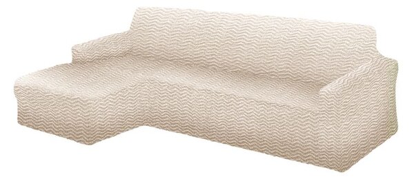 Bielastické poťahy CRISTINA smotanová sedačka s otomanom vľavo (š. 170 - 300 cm)
