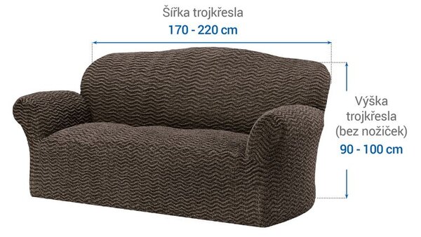 Bielastické poťahy CRISTINA oriešková trojkreslo (š. 170 - 220 cm)