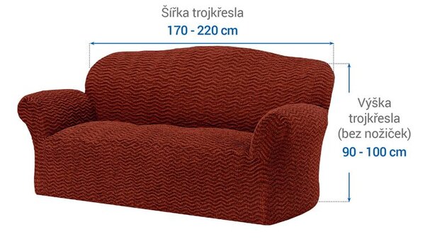 Bielastické poťahy CRISTINA medená trojkreslo (š. 170 - 220 cm)