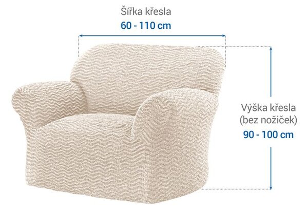 Bielastické poťahy CRISTINA smotanová kreslo (š. 60 - 110 cm)
