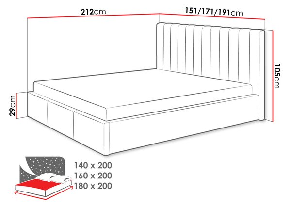 Čalúnená manželská posteľ 180x200 SELHOM - béžová