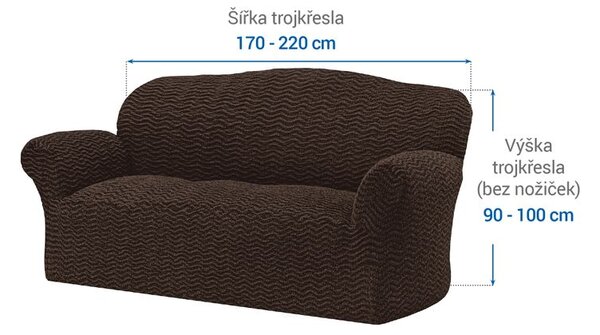 Bielastické poťahy CRISTINA tabaková trojkreslo (š. 170 - 220 cm)