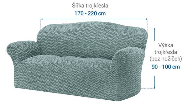 Bielastické poťahy CRISTINA mätová trojkreslo (š. 170 - 220 cm)