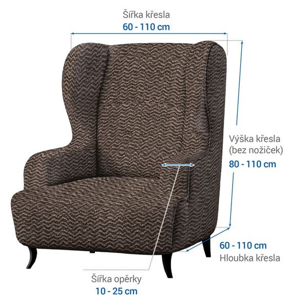 Bielastické poťahy CRISTINA oriešková kreslo ušiak (š. 60 - 110 cm)
