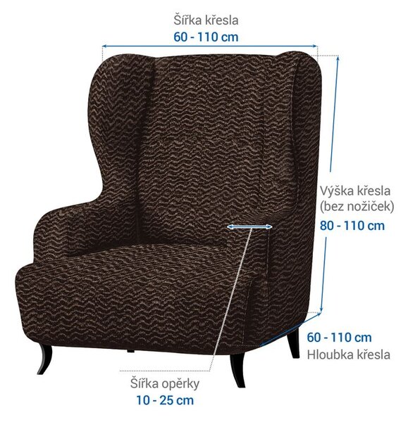 Bielastické poťahy CRISTINA tabaková kreslo ušiak (š. 60 - 110 cm)