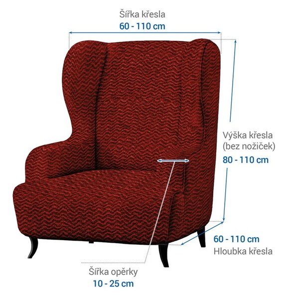 Bielastické poťahy CRISTINA medená kreslo ušiak (š. 60 - 110 cm)