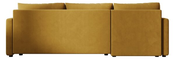 Rozkladacia obojstranná sedacia súprava do L VENORIA 220x143 cm, horčicová + 2 vankúšiky ZDARMA