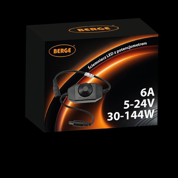 BERGE Stmievač LED pásikov 12V 24V s nastaviteľným potenciometrom 6A