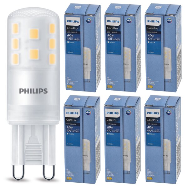 6x LED žiarovka G9 3,7W 470 lm 3000 k teplá biela 230 v PHILIPS corepro