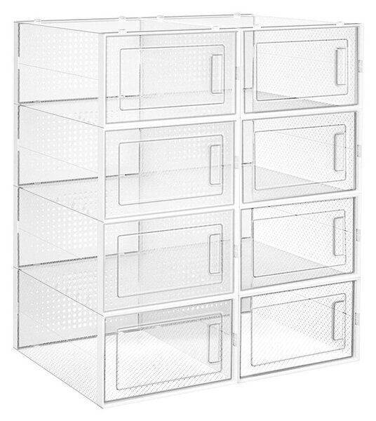Úložné boxy na topánky biele ABO-E1008 WT (8 ks)