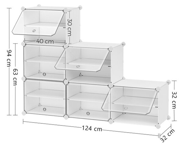 Úložné boxy na topánky biele ABO-E1033 WT (6 ks)