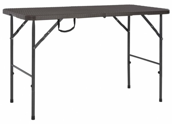 Skladací záhradný stôl 120x60 cm hnedá imitácia ratanu
