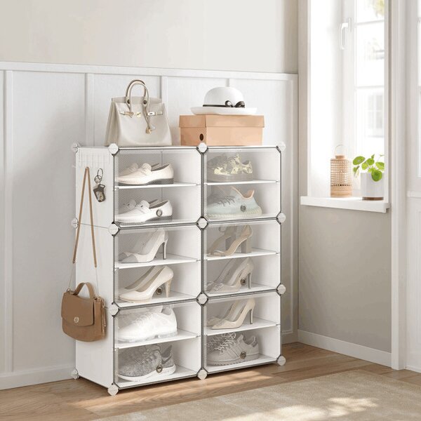 Úložné boxy na topánky biele ABO-E1033 WT (6 ks)