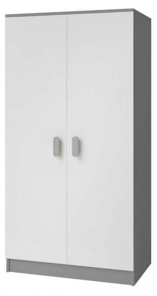 Dvojdverová šedobiela šatníková skriňa do detskej izby Sven, úchytky - šírka 80 cm, biela