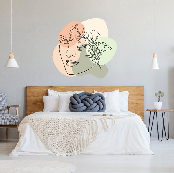 97x91cm Ženská tvár - textilná nálepka na stenu
