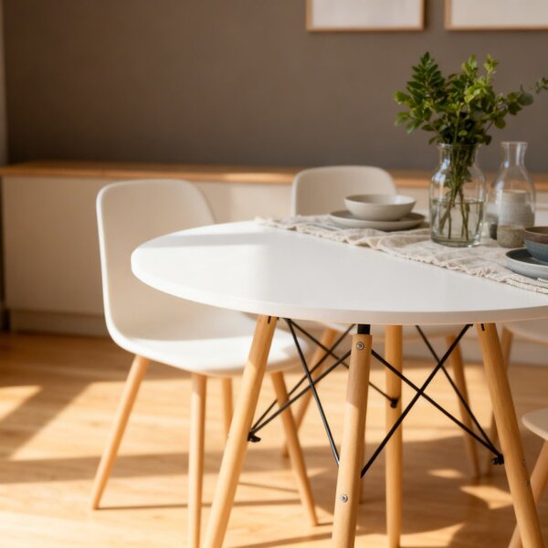 Jedálenský stôl LOFT biely / naturálny