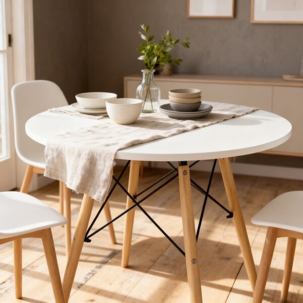 Jedálenský stôl LOFT biely / naturálny