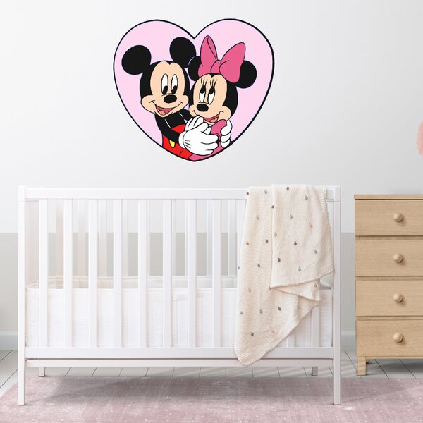 60x55cm Mickey a Minnie v srdiečku - textilná nálepka na stenu