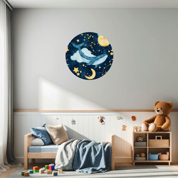 100x100cm Veľryba na hviezdnej oblohe - textilná nálepka na stenu Veľkosť: 60 cm
