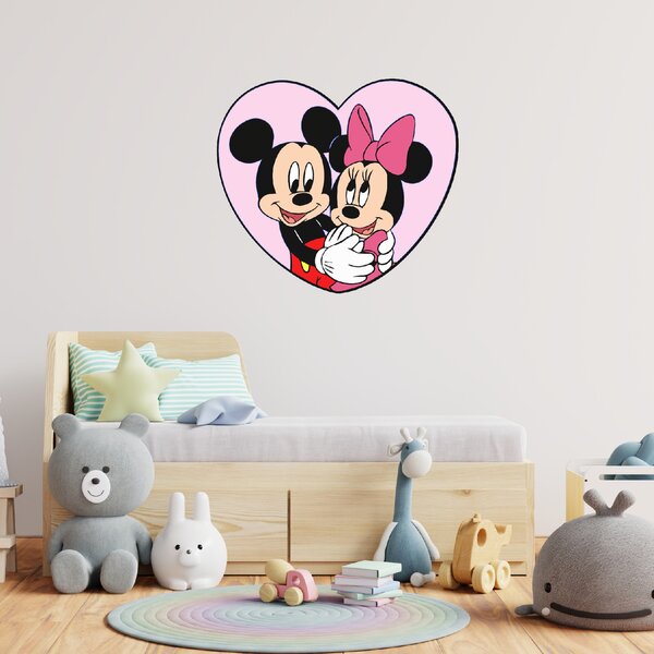 60x55cm Mickey a Minnie v srdiečku - textilná nálepka na stenu