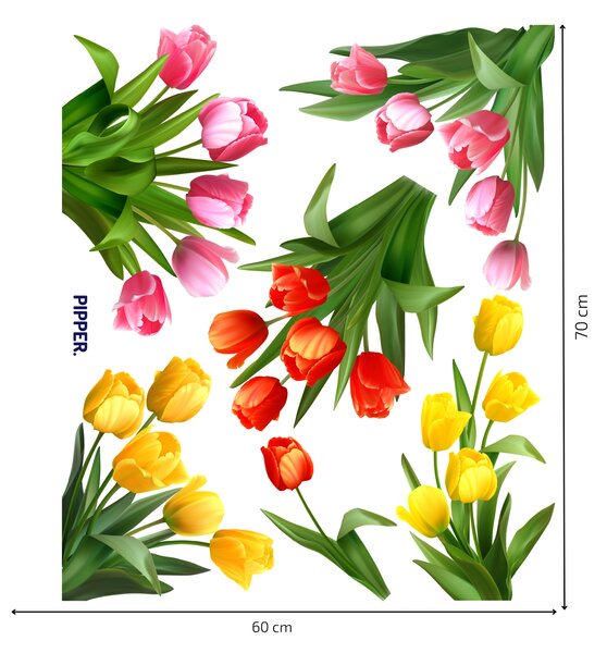 60x70cm Tulipány - textilná nálepka na stenu