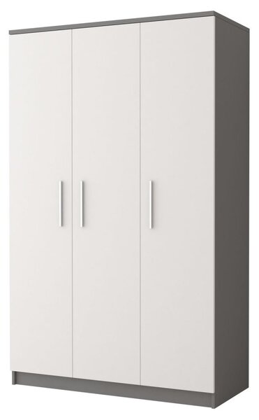 Trojdverová šatníková skriňa do detskej izby OLEG - šírka 120 cm, šedá / biela