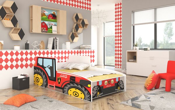 Detská posteľ Traktor červený spacia plocha 140x70 cm červená
