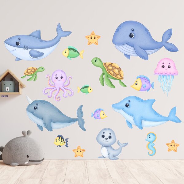 120x120cm Baby morský svet 2 XXL - textilná nálepka na stenu