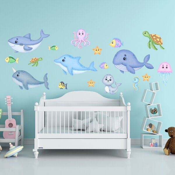 120x120cm Baby morský svet 2 XXL - textilná nálepka na stenu