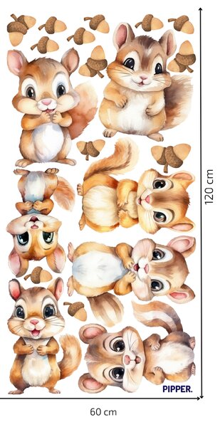 60x120cm Veveričky - textilná nálepka na stenu