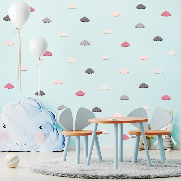 60x70cm Obláčiky - textilná nálepka na stenu Farba: Čierno červené farby