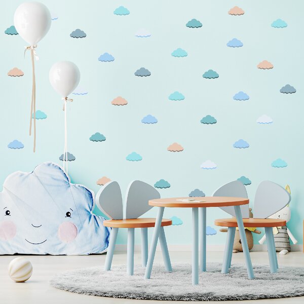 60x70cm Obláčiky - textilná nálepka na stenu Farba: Tmavé tyrkysové farby