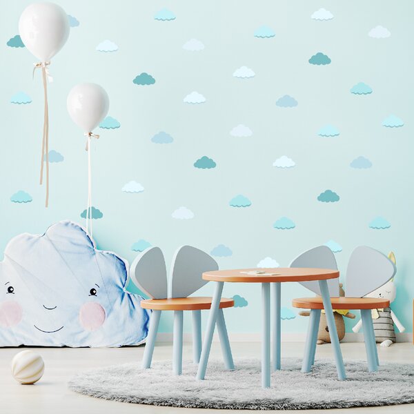 60x70cm Obláčiky - textilná nálepka na stenu Farba: Bledé tyrkysové farby