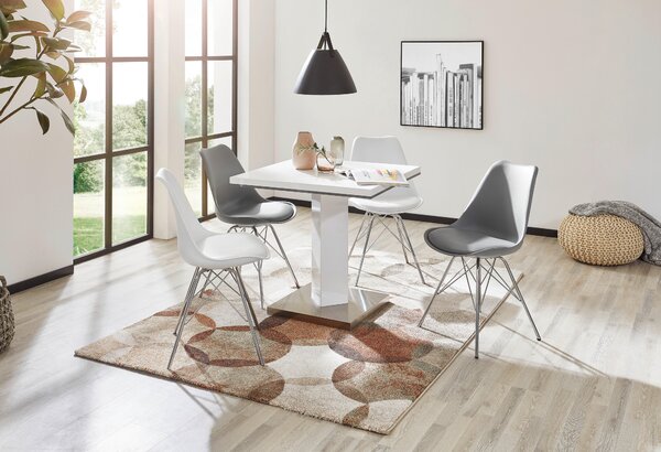 JEDÁLENSKÝ STÔL, sivá, biela, farba ušľachtilej ocele, 80/80/76 cm Carryhome - Jedálenské programy