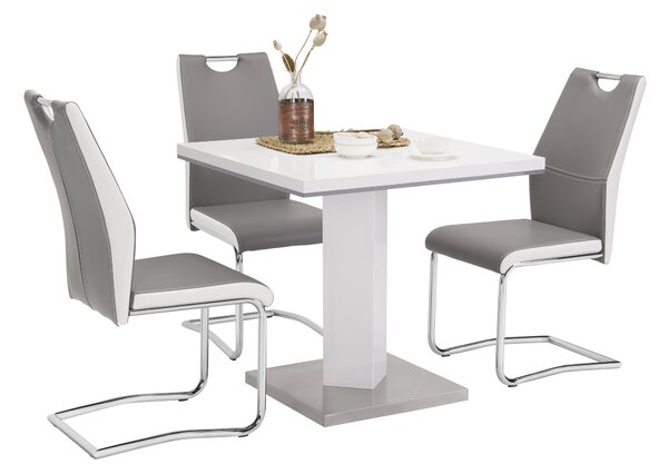 JEDÁLENSKÝ STÔL, sivá, biela, farba ušľachtilej ocele, 80/80/76 cm Carryhome - Jedálenské programy