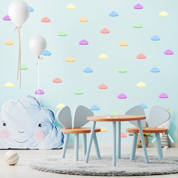 60x70cm Obláčiky - textilná nálepka na stenu Farba: Tmavé pastelové farby