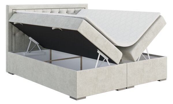 NovýNábytok.sk Manželská posteľ Boxspring 140 cm Bohem (slonovinová) (s matracom a úl. priestorom). Akcia -20%. Vlastná spoľahlivá doprava až k Vám domov. 1043354