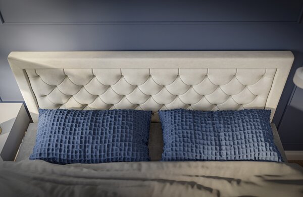 NovýNábytok.sk Manželská posteľ Boxspring 140 cm Bohem (slonovinová) (s matracom a úl. priestorom). Akcia -20%. Vlastná spoľahlivá doprava až k Vám domov. 1043354